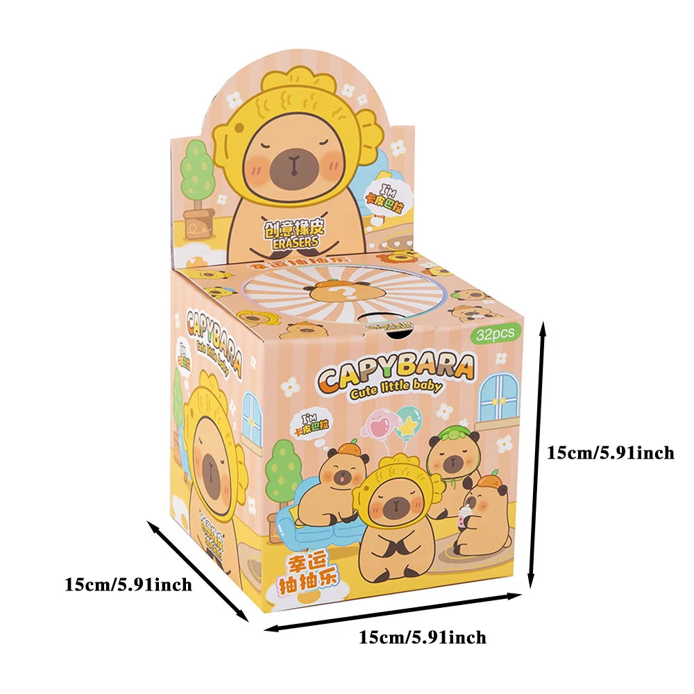Kawaii Capybara Figure Pencil Eraser Blind Box Cute Animal Erasers Stationery Student Supplies Stationery Wholesale Gifts