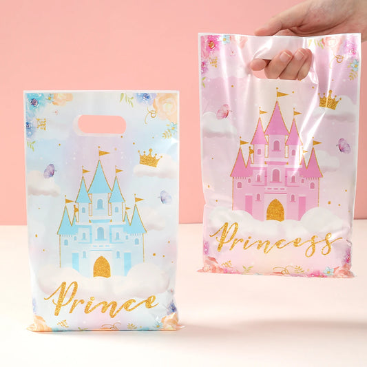 10/25/50pcs Castle Princess Party Handbags Castle and Crown Designs Small Gift Hand Bags for Birthday Baby Shower Party Supplies