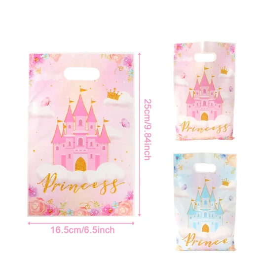 10/25/50pcs Castle Princess Party Handbags Castle and Crown Designs Small Gift Hand Bags for Birthday Baby Shower Party Supplies